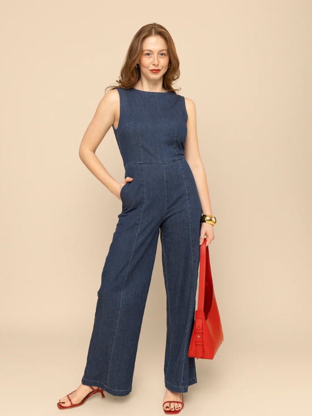 Mixed by Nasrin boatneck jumpsuit in denim, small